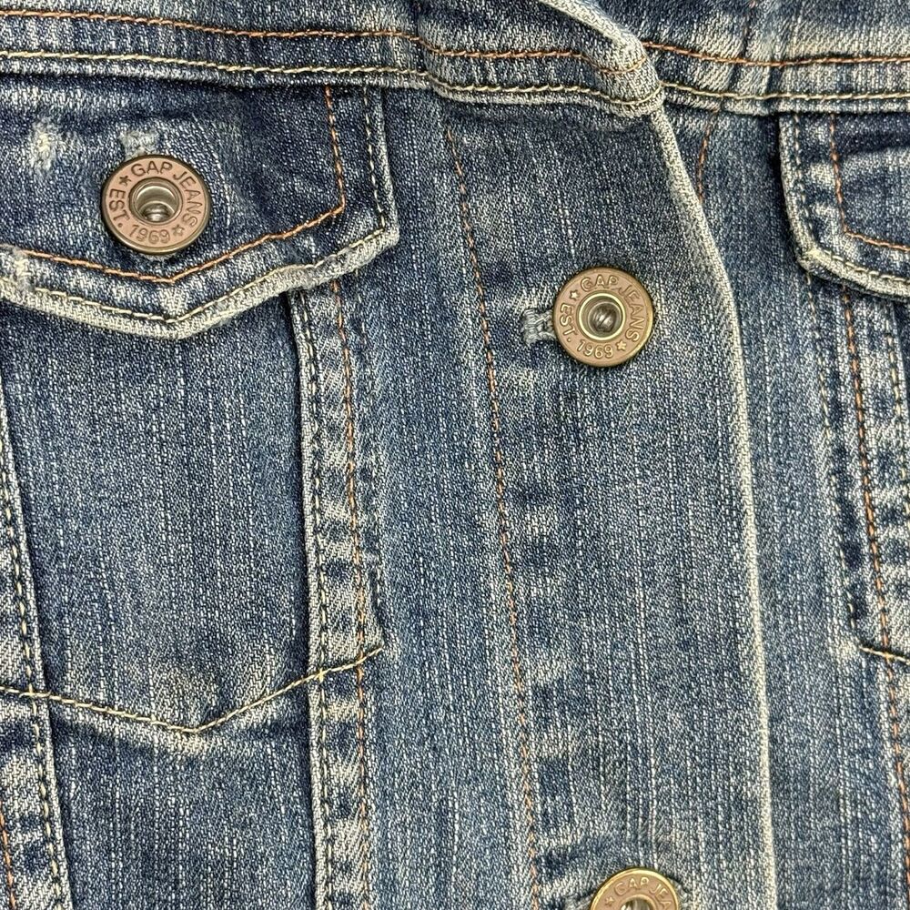 Gap Womens Stretch Denim Jean Jacket Y2K Size Small Vintage Trucker - Picture 12 of 16